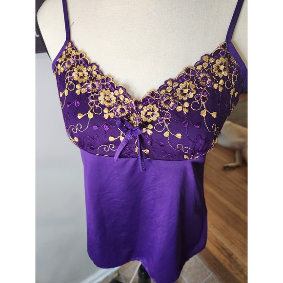 Tops - Y2K 90s Satin Fairy Top M Lace Romantic Whimsigoth Dainty Coquette Doll‎ Purple